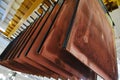 East Kazakhstan region, Kazakhstan - 12.02.2015 : Layers of cathode copper on a special lift for processing Royalty Free Stock Photo