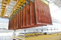East Kazakhstan region, Kazakhstan - 12.02.2015 : Layers of cathode copper on a special lift for processing Royalty Free Stock Photo