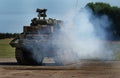 East Kirkby. Lincolnshire aviation heritage trust. UK, August 2021. Sherman tank firing main gun. Royalty Free Stock Photo