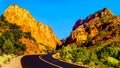 East Kolob Canyon Road as it winds its way passed Buck Pasture Mountain at Lee Pass in the Kolob Canyon Royalty Free Stock Photo