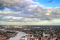 East London Cityscape with the River Thames and Canary Wharf in the skyline. Royalty Free Stock Photo