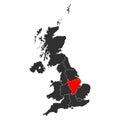 East midlands of United Kingdom of Great Britain and Northern Ireland map, detailed web vector Royalty Free Stock Photo