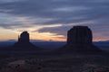 The East Mitten and Merrick buttes in Monument Valley Navajo Tribal Park at sunrise