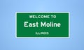 East Moline, Illinois city limit sign. Town sign from the USA.