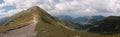 East panorama view from Demanovske saddle with Dumbier in Nizke Tatry mountains Royalty Free Stock Photo