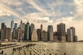 east river cityscape on manhattan, new york. city skyscraper of manhattan. modern skyscraper cityscape in midtown Royalty Free Stock Photo