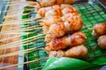 East sausage being grilled, Thai food style. Royalty Free Stock Photo