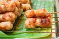 East sausage being grilled, Thai food style. Royalty Free Stock Photo