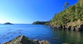 Vancouver Island Coast Landscape Panorama of Iron Mine Bay from Cabin Point, East Sooke Regional Park, British Columbia, Canada Royalty Free Stock Photo