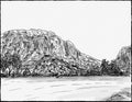 East Temple Mountain in Zion National Park Washington County Utah WPA Poster Art Pen and Ink drawing