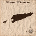 East Timor old map with grunge and crumpled paper. Vector illustration