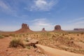 East and West Mitten Buttes, and Merrick Butte in Monument Valley Navajo Tribal Park Royalty Free Stock Photo