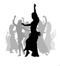 East woman dancers silhouette