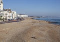 Eastbourne, East Sussex, England - the seafront, white hotels, blue skies and waters.