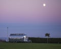 Eastbourne, East Sussex - a futuristic caravan and pink skies. Royalty Free Stock Photo