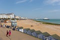 Eastbourne seafront and beach in spring sunshine on English south coast