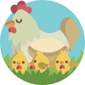 Happy easter day chicken eggshell flowers basket icons