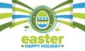 Happy Easter in April. Christian spring holiday. Eggs with patterns. Fun game for children searching for easter eggs. Vector