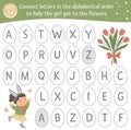 Easter ABC game with cute characters. Spring alphabet maze activity for preschool children. Choose letters from A to Z to help the