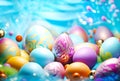 Easter. Abstract Surreal Background With Colored Eggs Fantasy Colors, Trend 2024. Banner.
