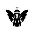 Easter angel black icon, vector sign on isolated background. Easter angel concept symbol, illustration