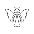 Easter angel line icon concept. Easter angel vector linear illustration, symbol, sign