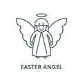 Easter angel line icon, vector. Easter angel outline sign, concept symbol, flat illustration