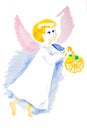 Easter angel watercolor isolated