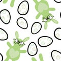 Easter animals bunnies seamless rabbit and eggs pattern for wrapping paper and kids clothes print and party accessories