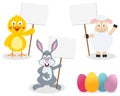 Easter Animals Holding Blank Sign