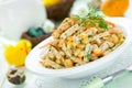 Easter appetizer salad with corn, carrot, ham Royalty Free Stock Photo