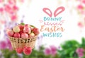 Easter floral poster yeallow pink white green with text letter copy space holiday banner template greetings card