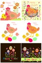 Easter applique with hen, eggs and chicken Royalty Free Stock Photo