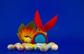 Easter arrangement with eggs and Covid-19 symbol