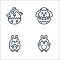 easter avatars line icons. linear set. quality vector line set such as bunny, rabbit, rabbit