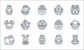 easter avatars line icons. linear set. quality vector line set such as bunny, rabbit, rabbit, chick, rabbit, egg, chick, egg
