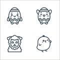 easter avatars line icons. linear set. quality vector line set such as chick, sheep, egg