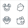 easter avatars line icons. linear set. quality vector line set such as rabbit, chick, chick