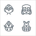 easter avatars line icons. linear set. quality vector line set such as rabbit, chick, sheep