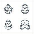 easter avatars line icons. linear set. quality vector line set such as sheep, chick, chick