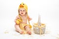 Easter Baby in Duck Costume Royalty Free Stock Photo