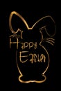 Easter background bunny in gold