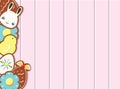 Easter background with cookies on pink wooden desk. Top view. Vector illustration