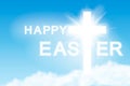 Easter background. Cross and heaven with white clouds. Vector illustration Royalty Free Stock Photo