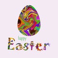 Easter Background with Decorated Eggs and `Easter`