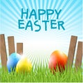 Vector Easter Background with Eggs and Grass