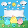 Easter background with eggs in grass Royalty Free Stock Photo