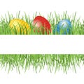 Easter background with eggs in grass