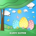 Easter background with eggs in grass Royalty Free Stock Photo