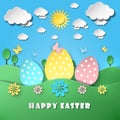 Easter background with eggs in grass Royalty Free Stock Photo